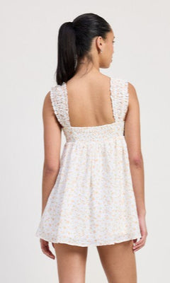 Orange Floral-Print Short White Casual Summer Dress PromGirl Orange Floral-Print Short White Casual Summer Dress PromGirl