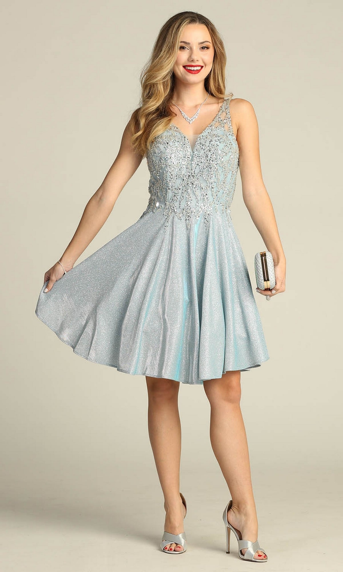 Short Glitter Homecoming Party Dress with Beads
