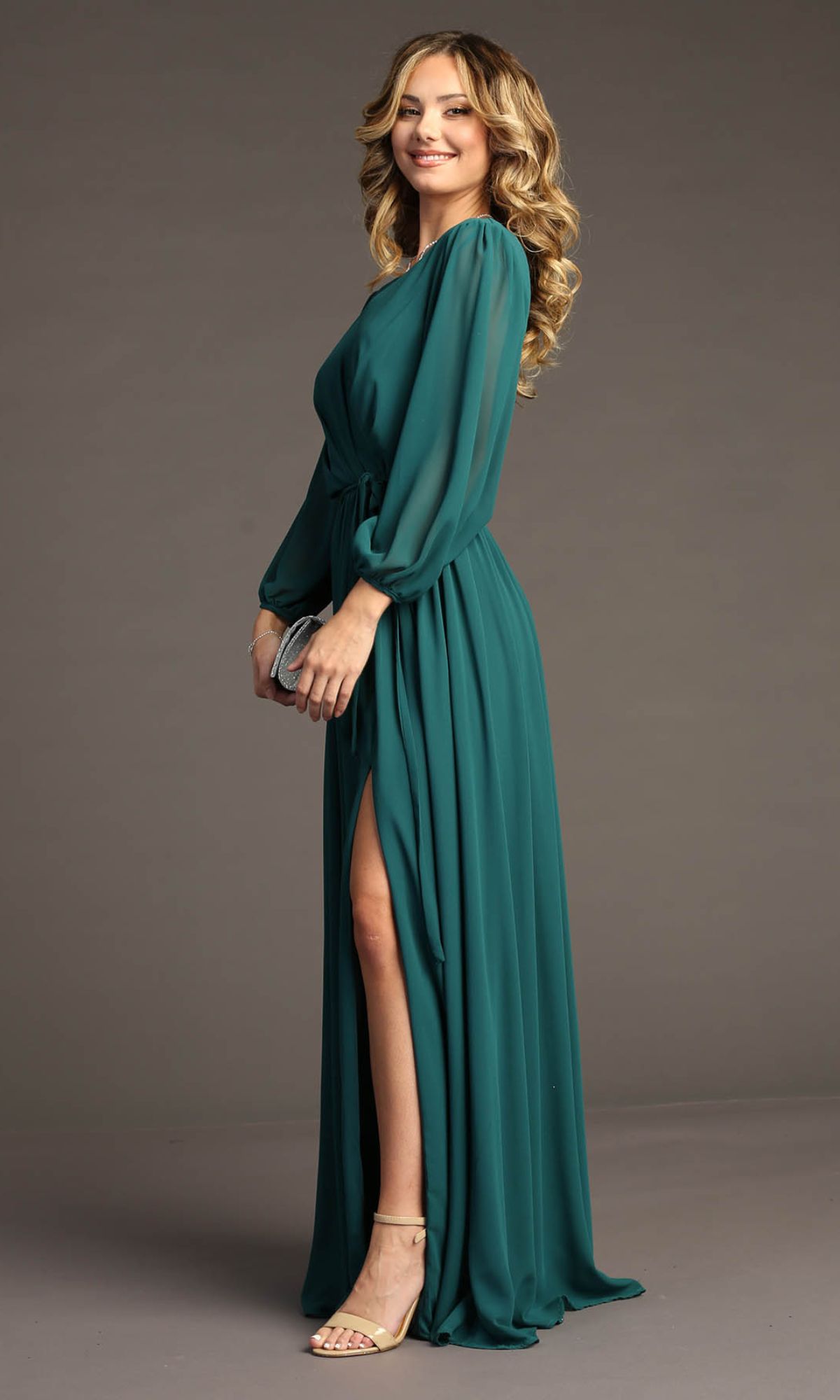Modest Long Formal Dress with Long Sleeves Black / 2XLarge