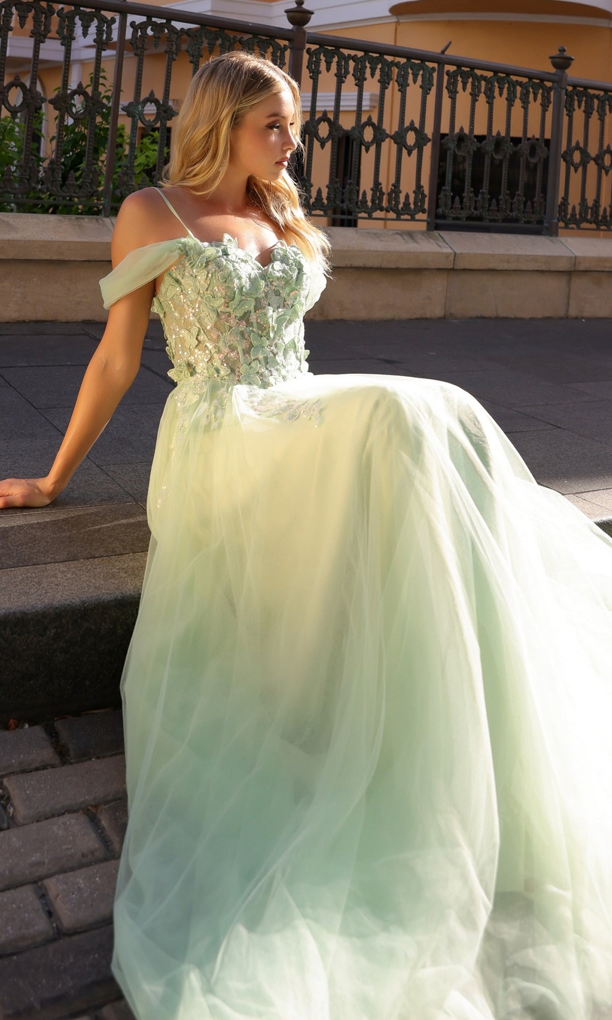 Off-the-Shoulder Long Pastel Prom Dress J1324