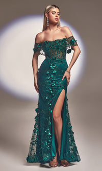 Off-the-Shoulder Long Glitter Prom Dress J832
