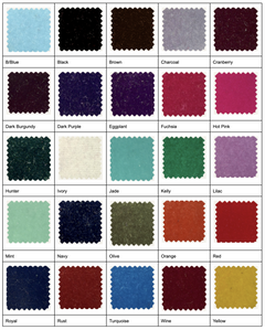 A chart displays 24 fabric swatches in various colors, each labeled, arranged in a 4x6 grid—perfect for choosing the ideal shade for your Long Prom Dress: Jessica Angel 2667.