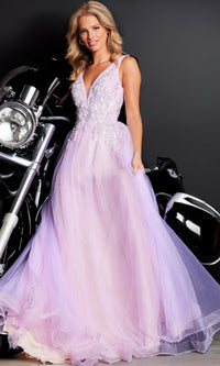 JVN by Jovani Long Lavender Prom Ball Gown