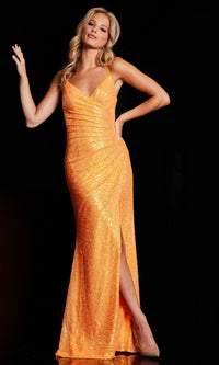 Sequin V-Neck Long Prom Dress JVN23374