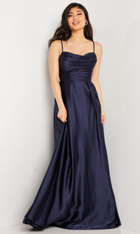 Cowl-Neck Long A-Line Designer Prom Dress JVN24333