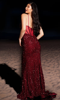 Sheer-Back Long Sequin Prom Dress JVN25908