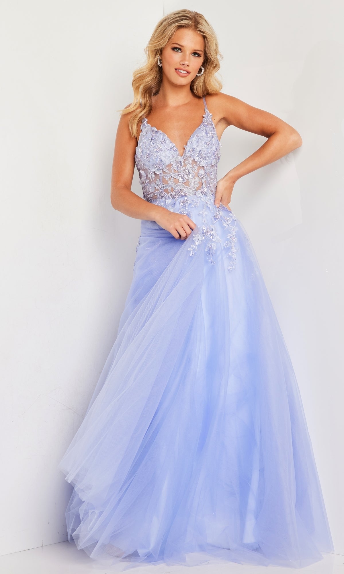 Pastel V-Neck Prom Ball Gown JVN37457