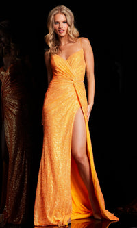 Front-Twist Long Sequin Prom Dress JVN37479