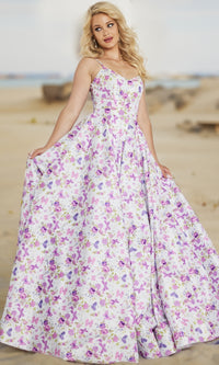 Floral Butterfly Print Ball Gown JVN38218