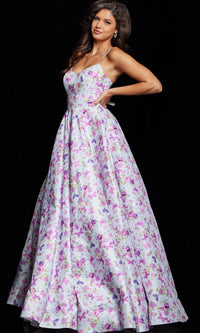 Floral Butterfly Print Ball Gown JVN38218