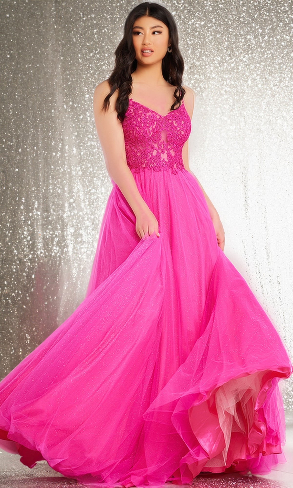 Embroidered-Bodice Prom Ball Gown JVN67051