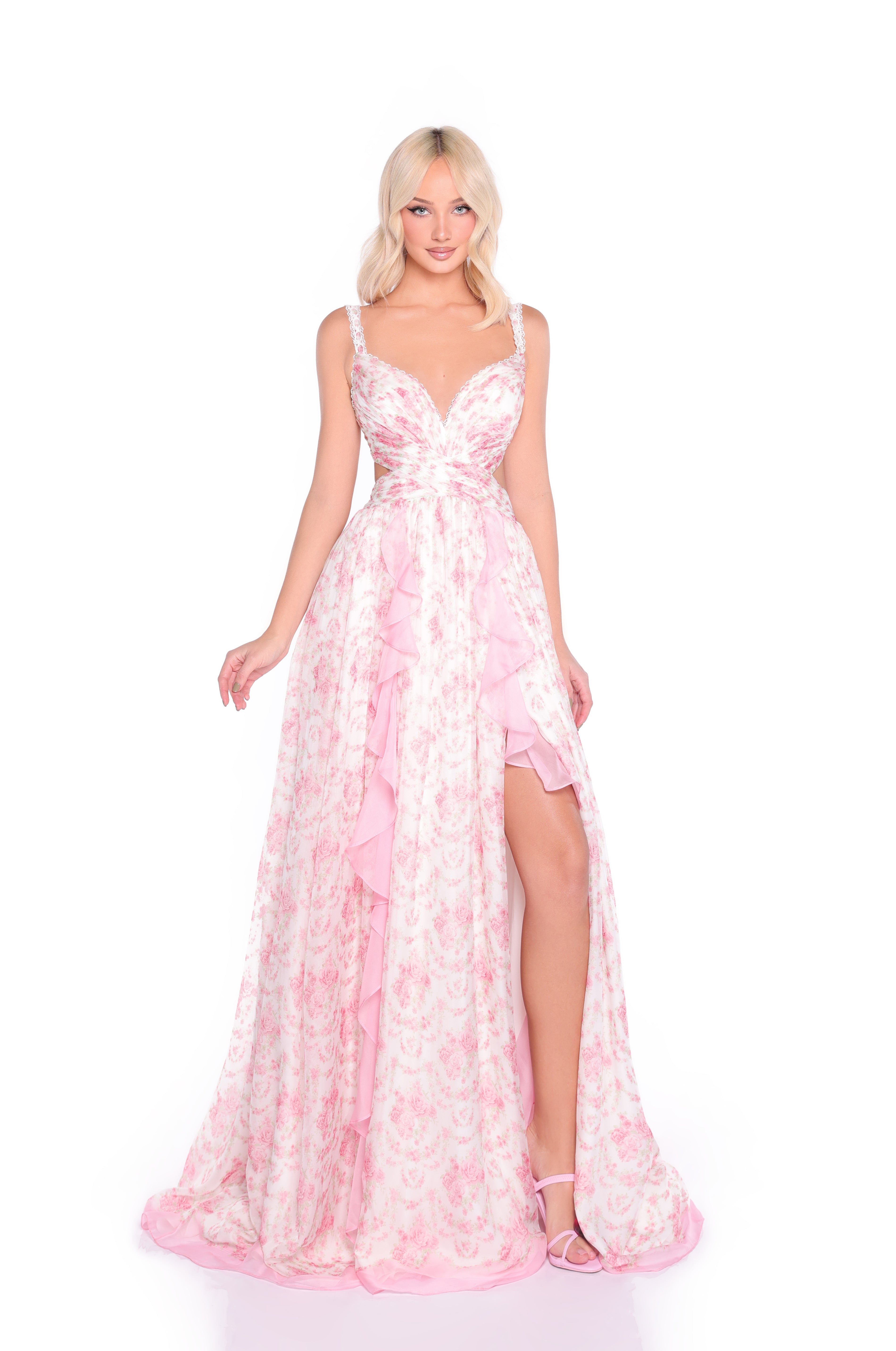 Pink Floral Maxi Summer Dress with Strappy Open Back – PromGirl