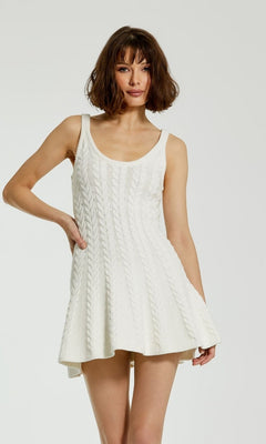 Designer Short Knit Dress K12004 by Mac Duggal Cream / XSmall