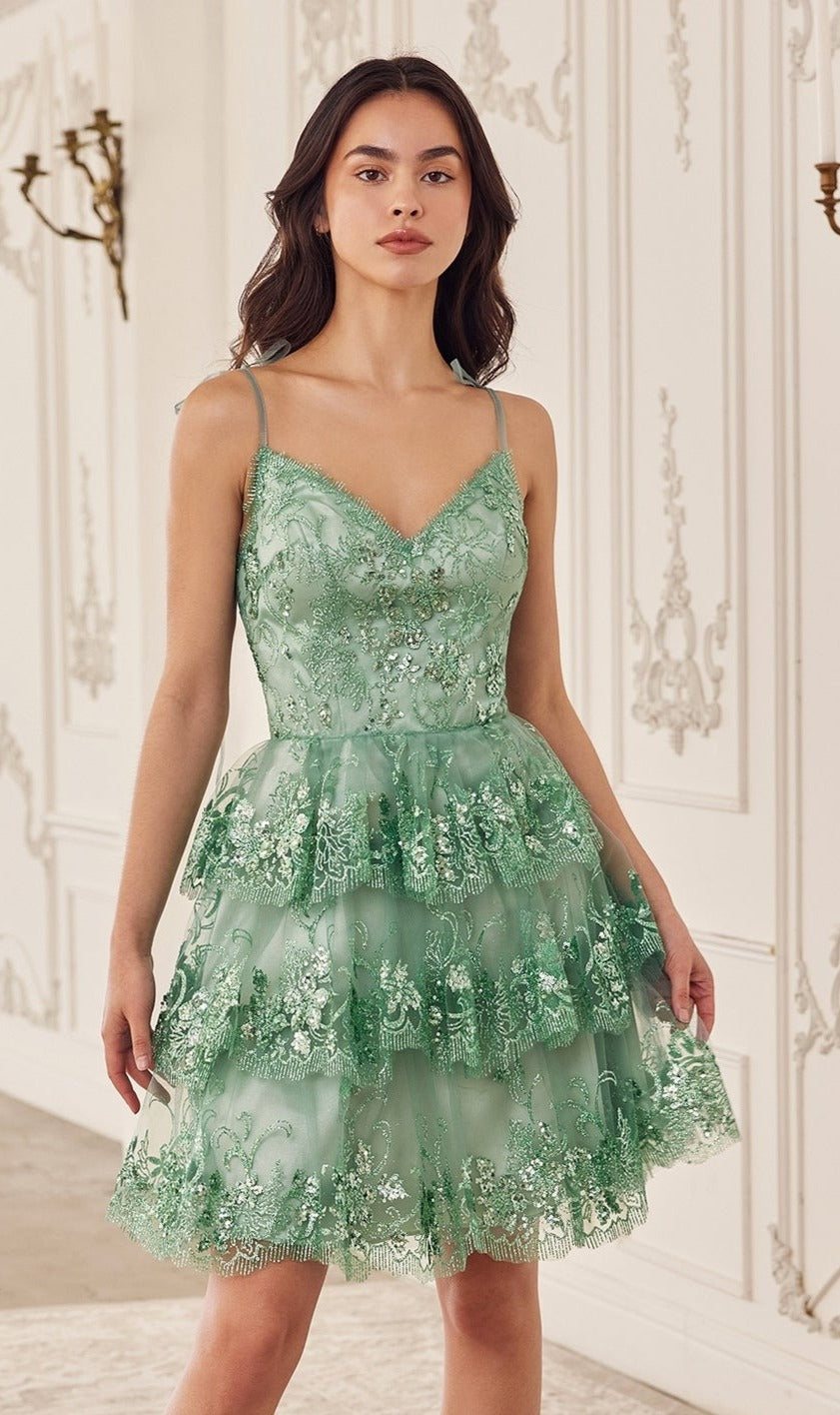 green and gold homecoming dress Sequin-Print Short Ruffled KV1090 Sage / 2XSmall Specialty: Mother's Day Worry Return Body Sheer Pencil Dress Size:0-3 months US numeric