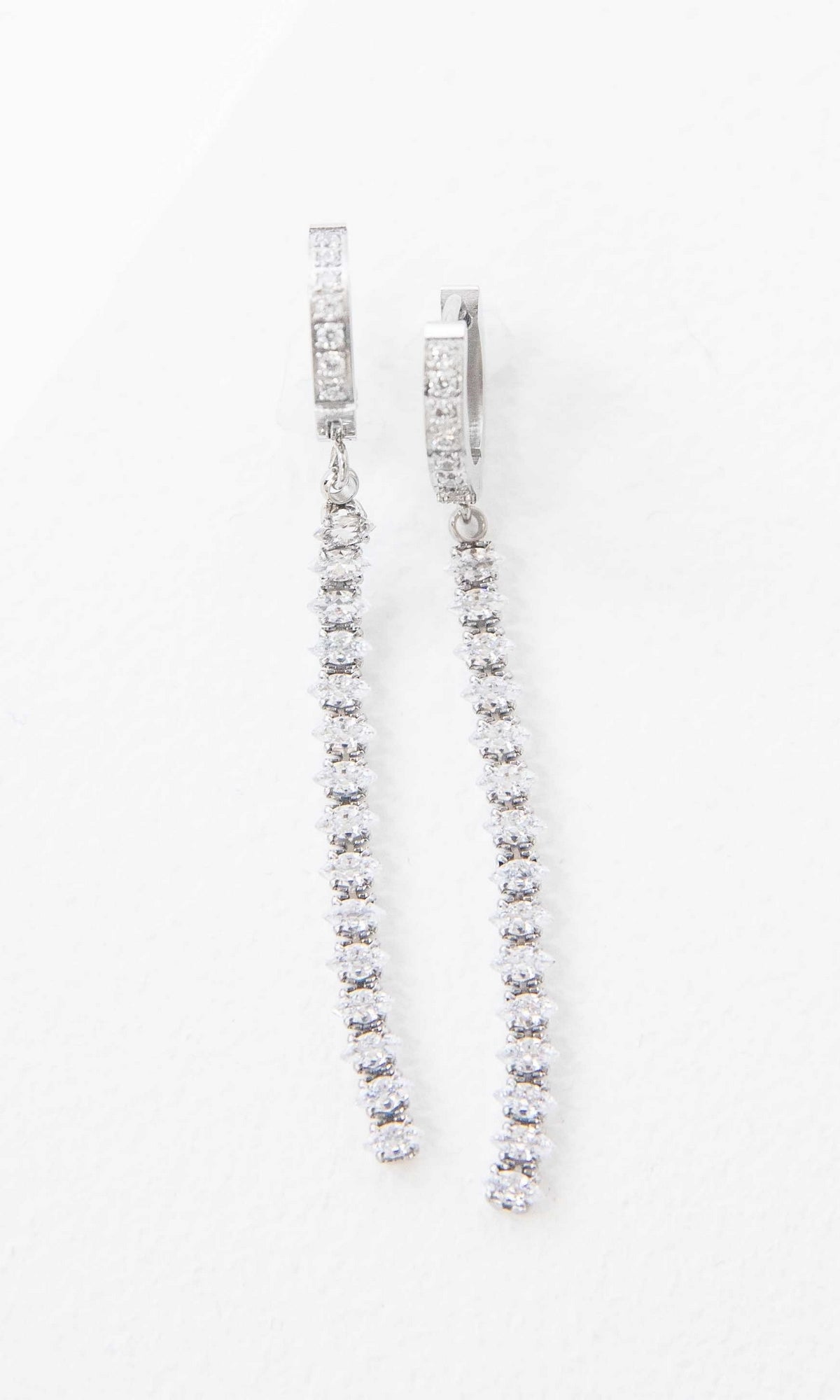 Small Silver Hoop Earrings With Stone Strands