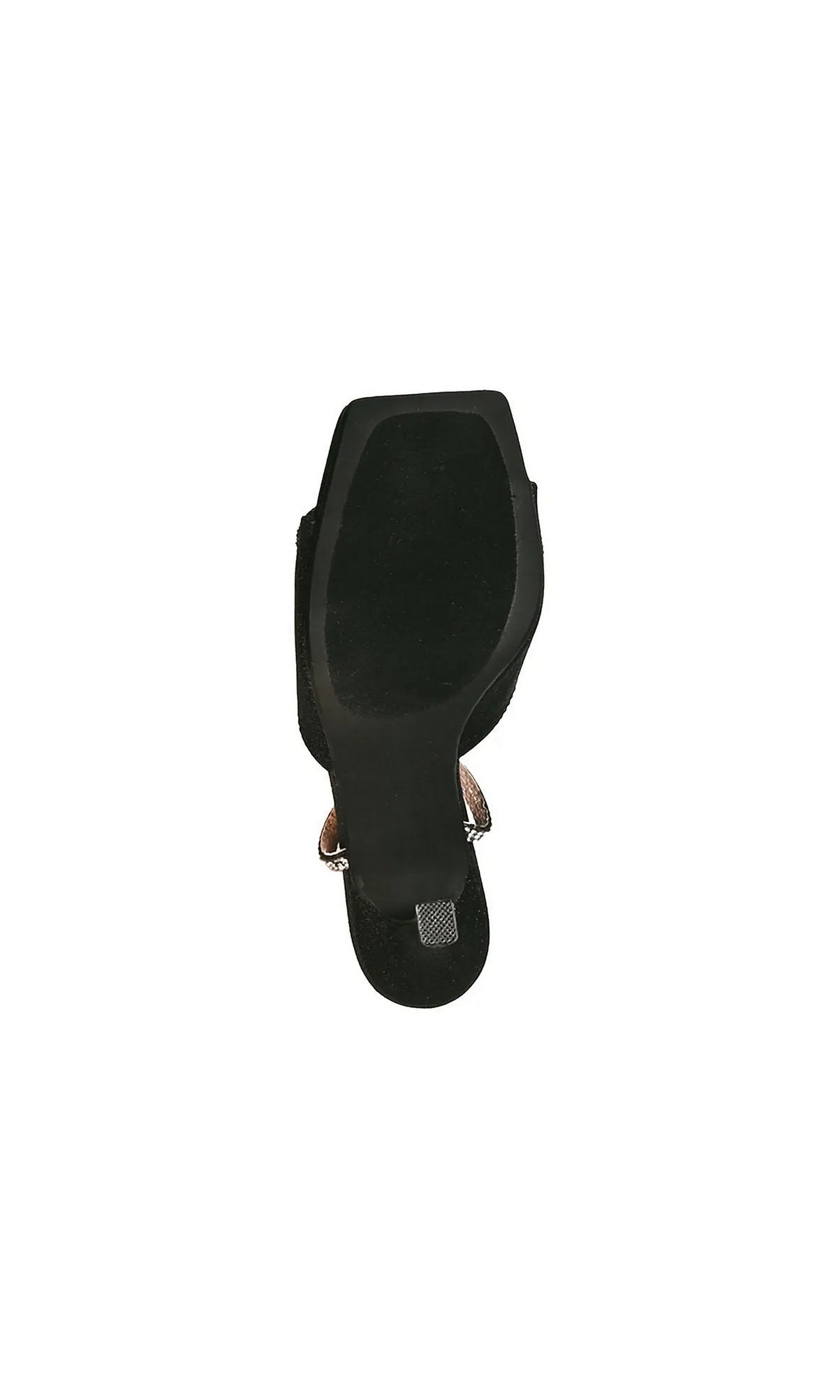 Top-down view of Lux Black Stiletto Prom Shoes: Touch Ups 4741, featuring black square-toe stiletto sandals.