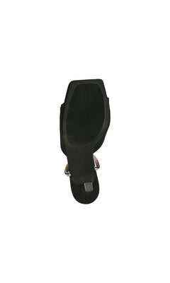 Top-down view of Lux Black Stiletto Prom Shoes: Touch Ups 4741, featuring black square-toe stiletto sandals.