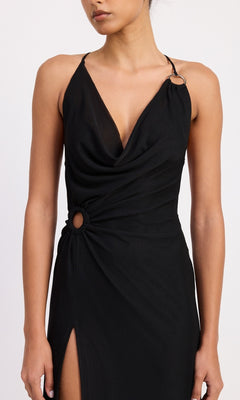 Black Tea-Length Open-Back Party Dress PromGirl