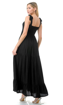 chinese dress ladies Strapless Black Maxi Dress with Pockets main image 0