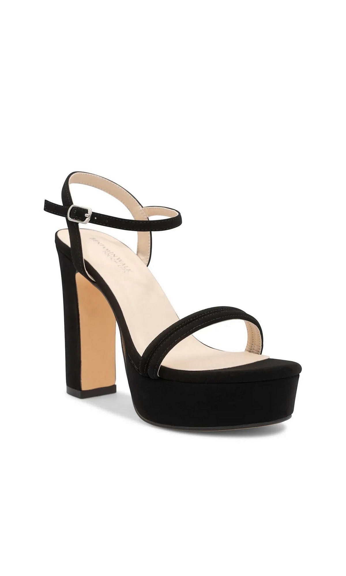 Natalia Black Platform Prom Shoes (Touch Ups 4706) in black with a high block heel and an ankle strap.
