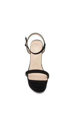 Natalia Black Platform Prom Shoes: Touch Ups 4706, black block heel platform sandals with an ankle strap.
