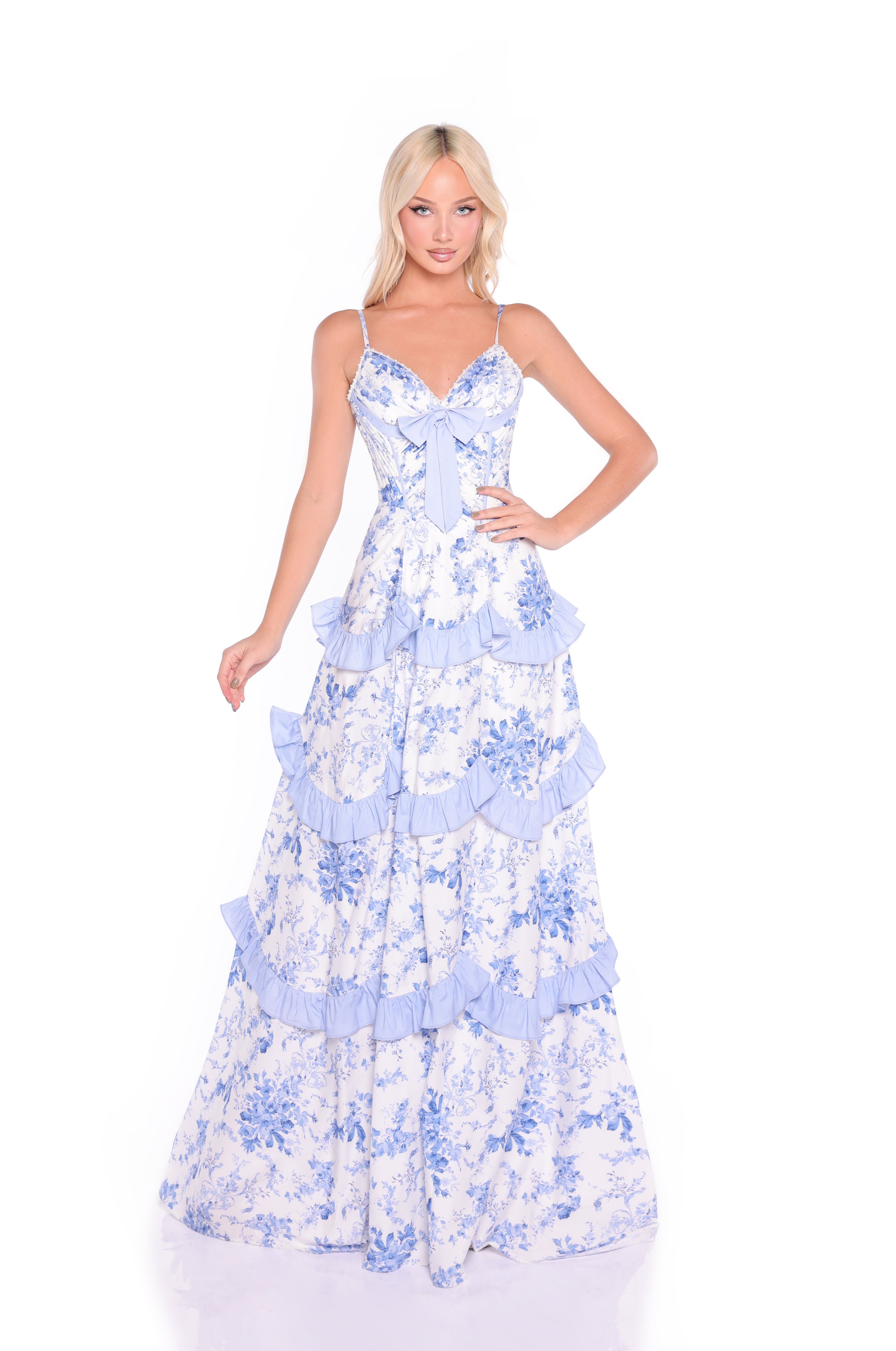 blue patterned dress Long Floral Casual Maxi Summer Dress: Nina Blue Floral / Large Black Wedding Gowns — productcode_S25PYK1889 100% Cotton Cambric Color:MINT