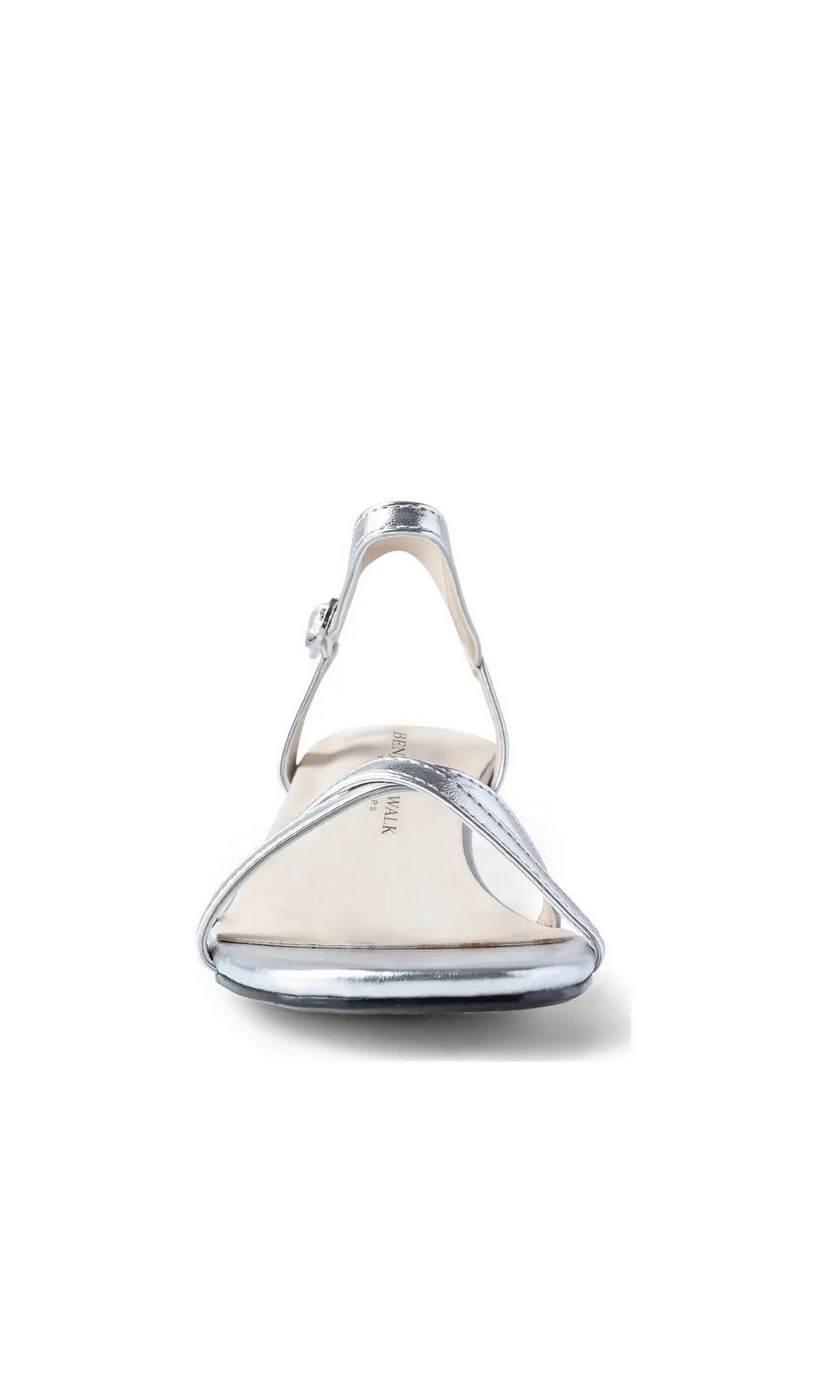 Ocean Silver Prom Shoes: Touch Ups 4788 silver kitten heel slingback sandal with thin straps.