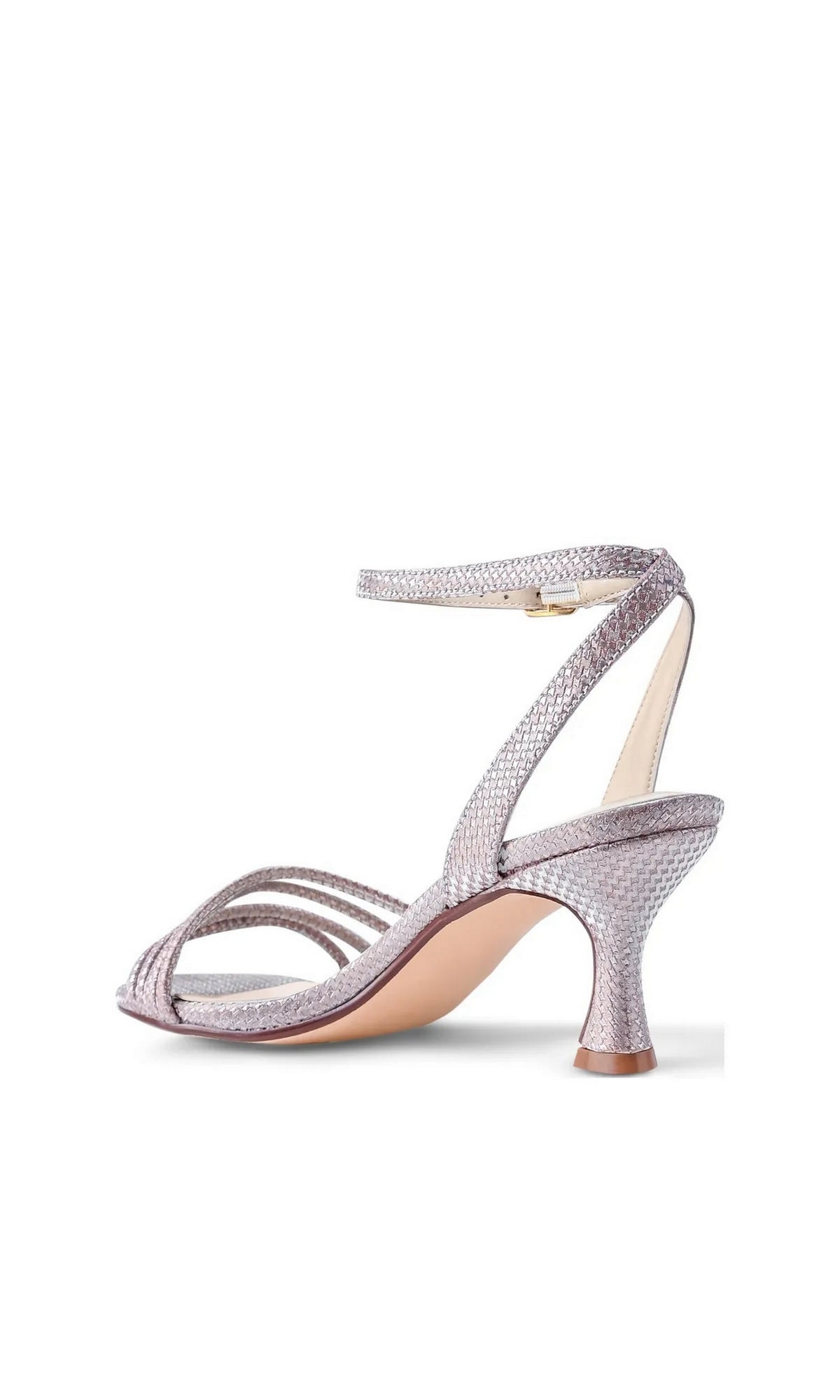 Olive Champagne Prom Shoes: Touch Ups 4789 in metallic champagne with a strappy design, ankle strap, and low kitten heel.