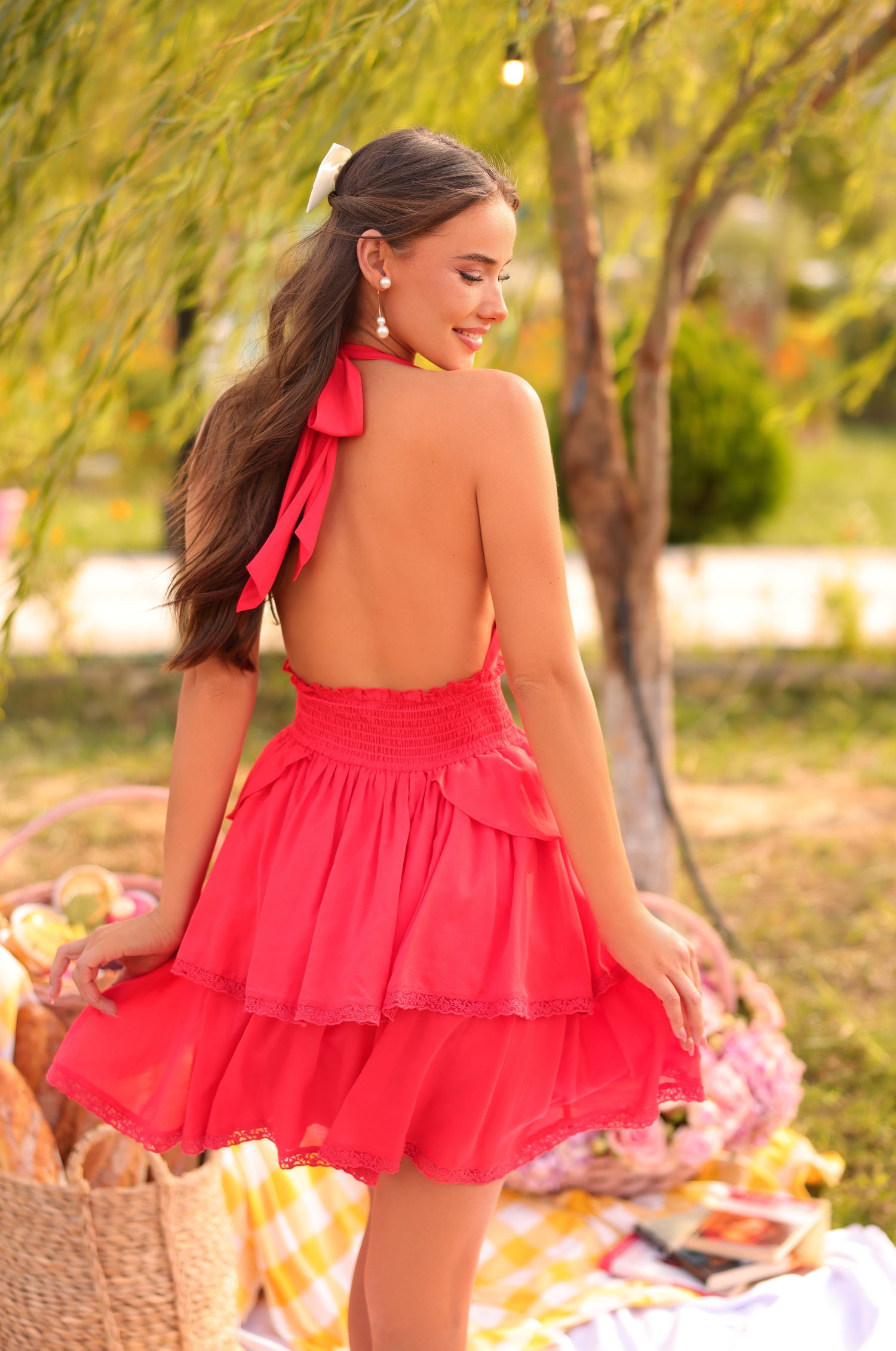 V-Neck Poppy Red Backless Sexy Casual Summer Dress PromGirl V-Neck Poppy Red Backless Sexy Casual Summer Dress PromGirl