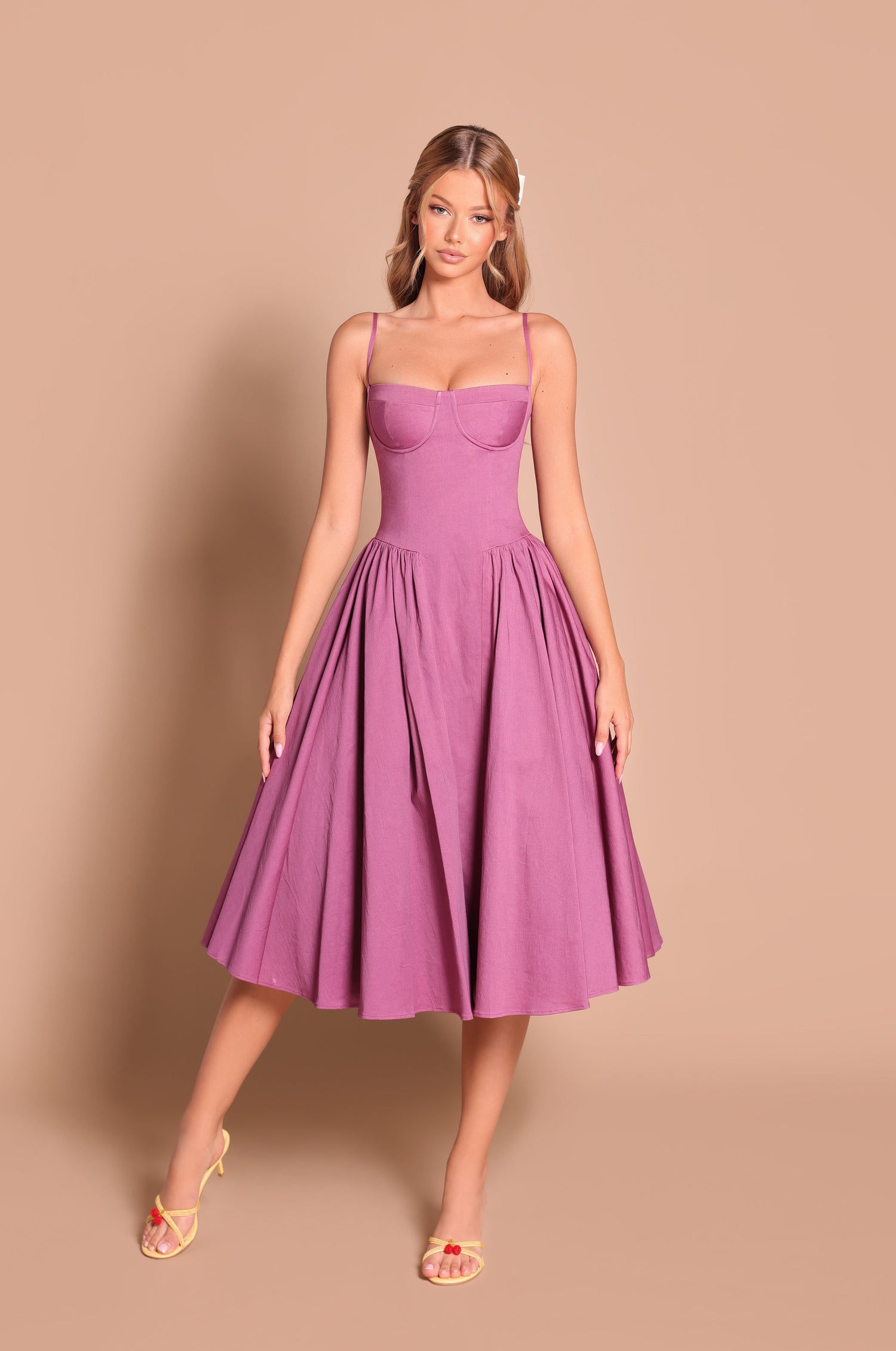 Damson Purple A-Line Casual Summer Midi Dress Damson Purple / Small Damson Purple A-Line Casual Summer Midi Dress Damson Purple / Small