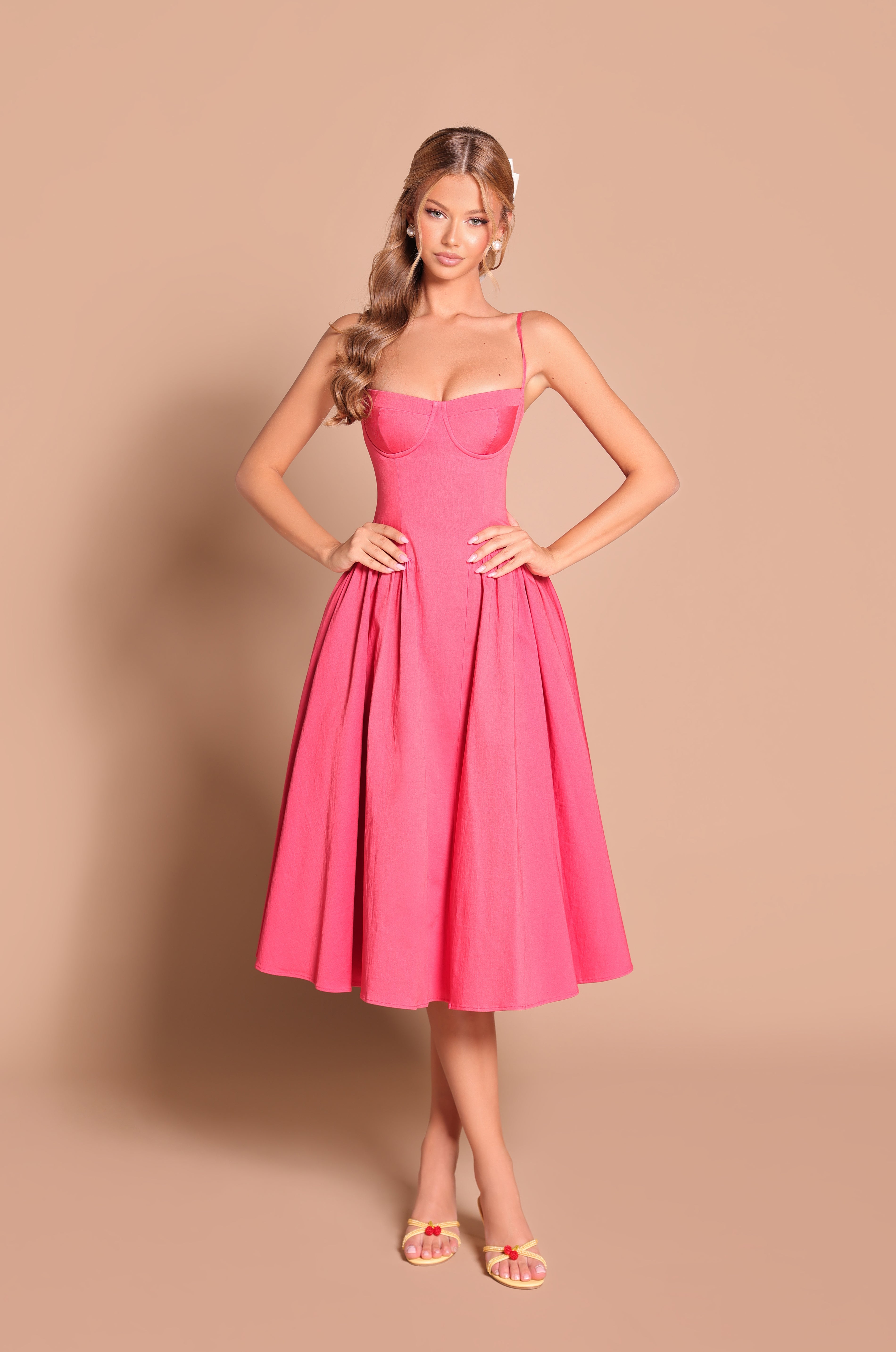 red formal midi dress Women's Amore A-line Queen Anne Neck Silk Crepe S/M/L MEAN BLVD S / Red adjustable spaghetti straps Lady Black Tie - Sweet