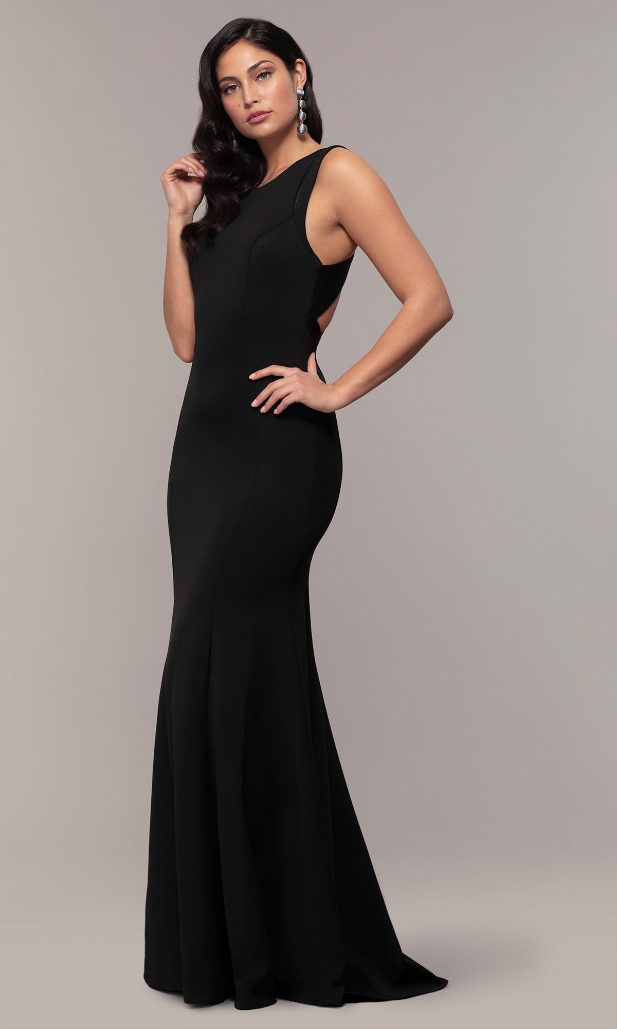 Strappy-Back Simple Long Formal Prom Dress - PromGirl