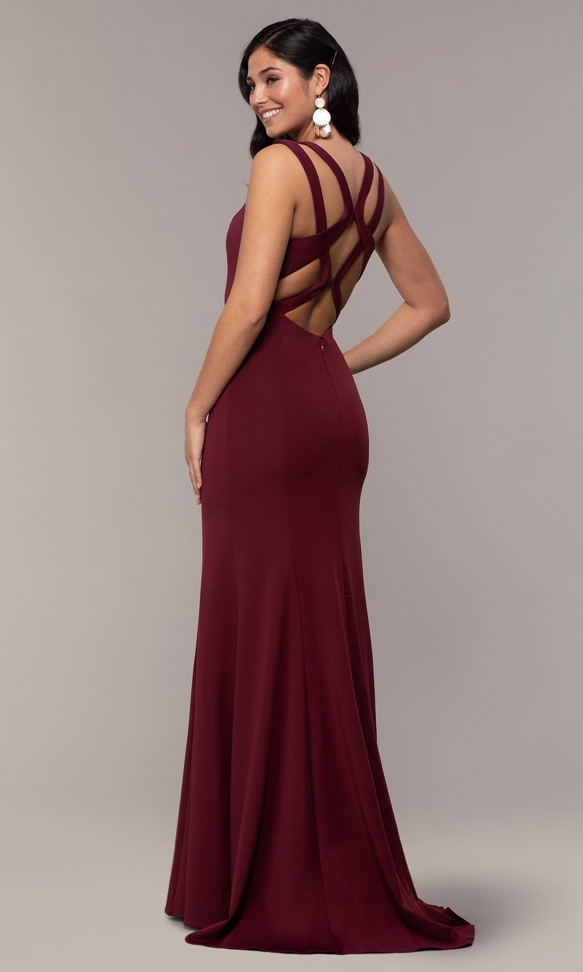 Strappy-Open-Back Long Red Faviana Prom Dress