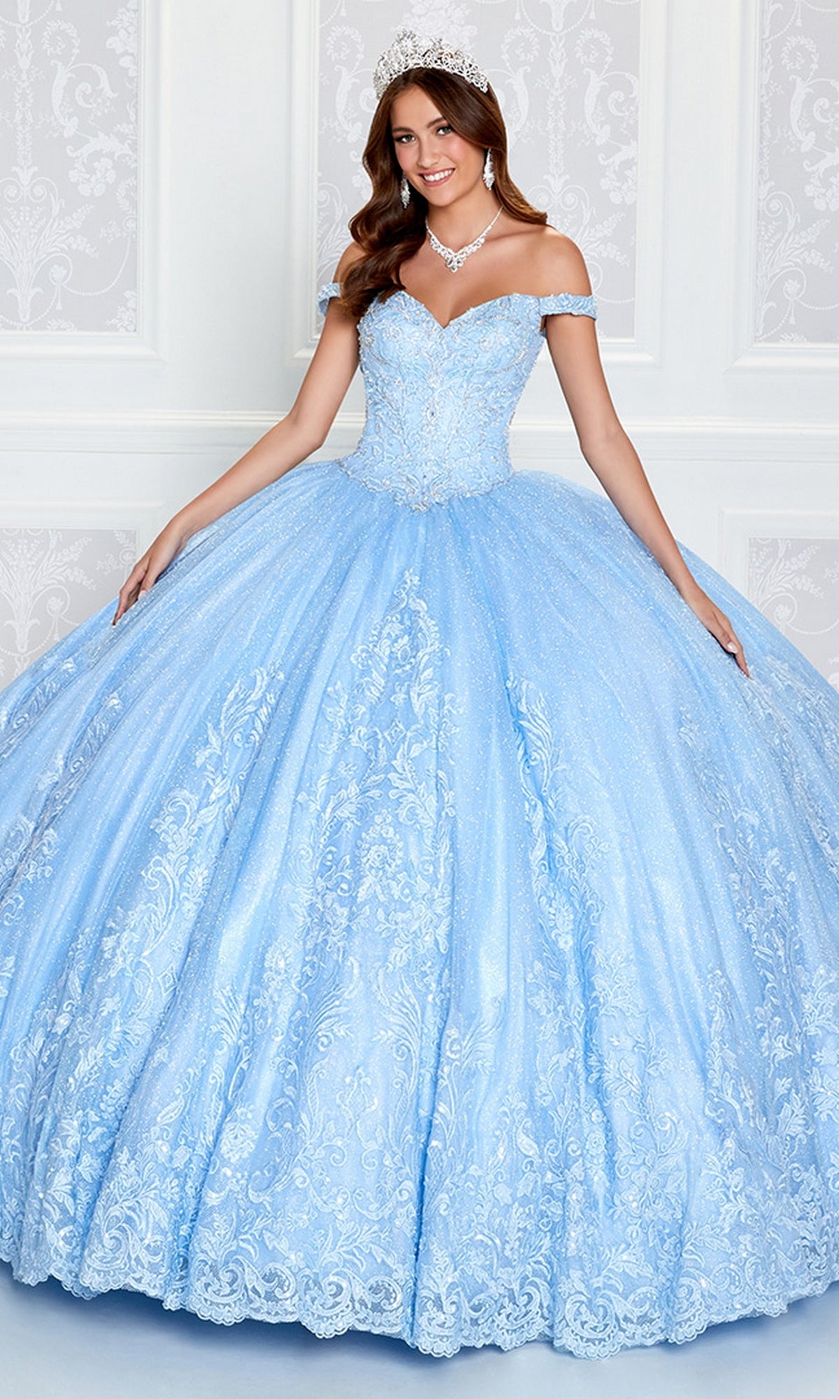 PR12264 Princesa Quince Dress with Glitter Tulle