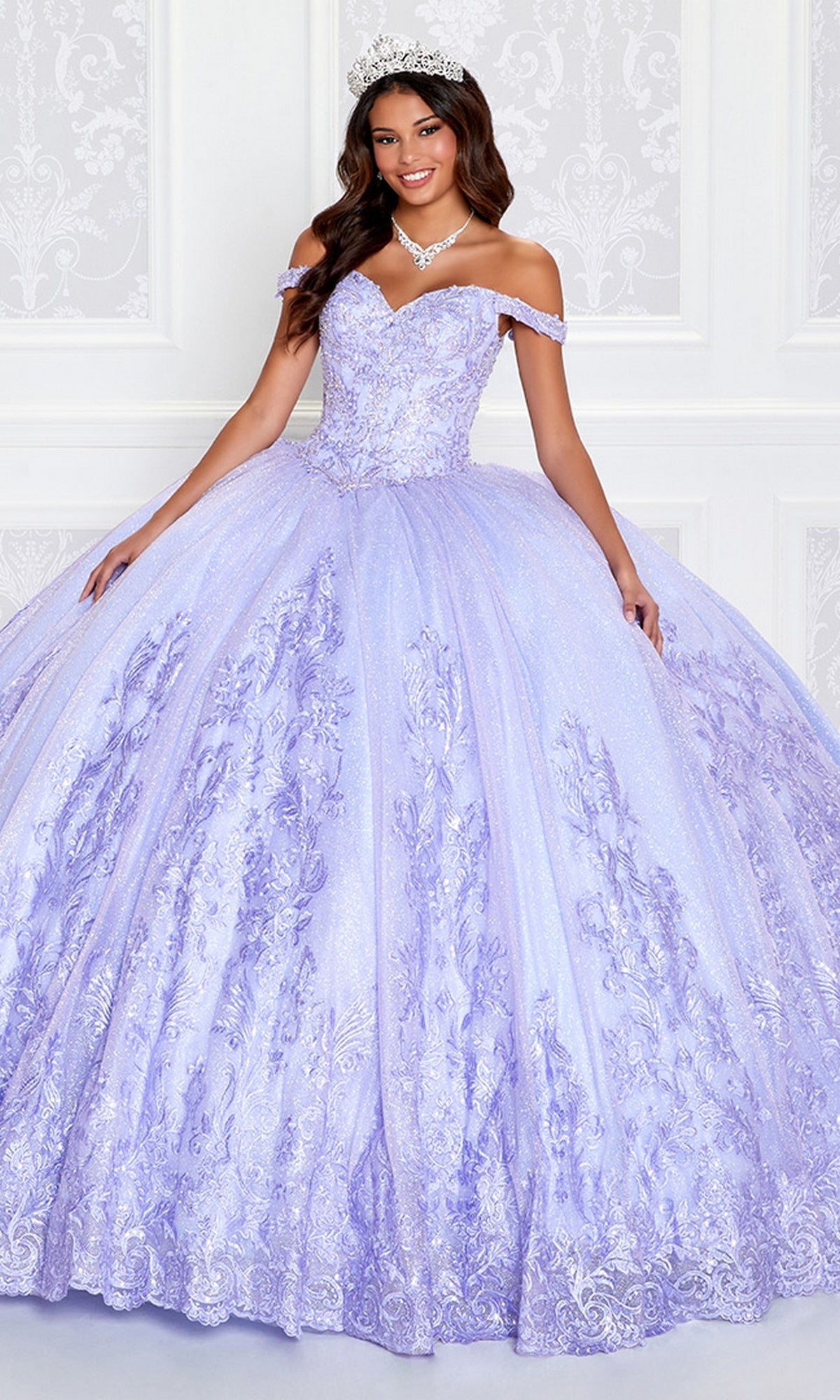 PR12264 Princesa Quince Dress with Glitter Tulle