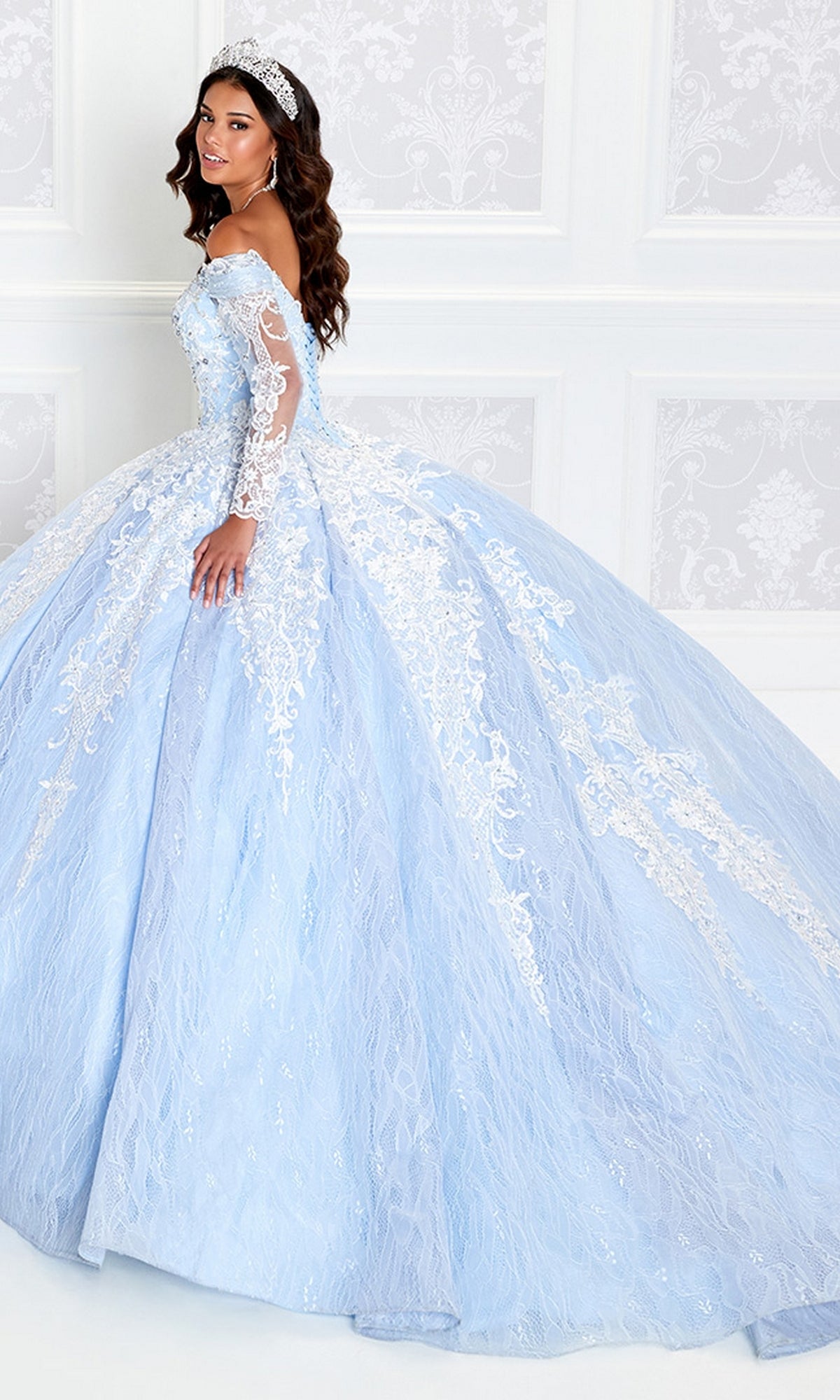 Princesa Off-the-Shoulder Lace Quince Dress PR12267