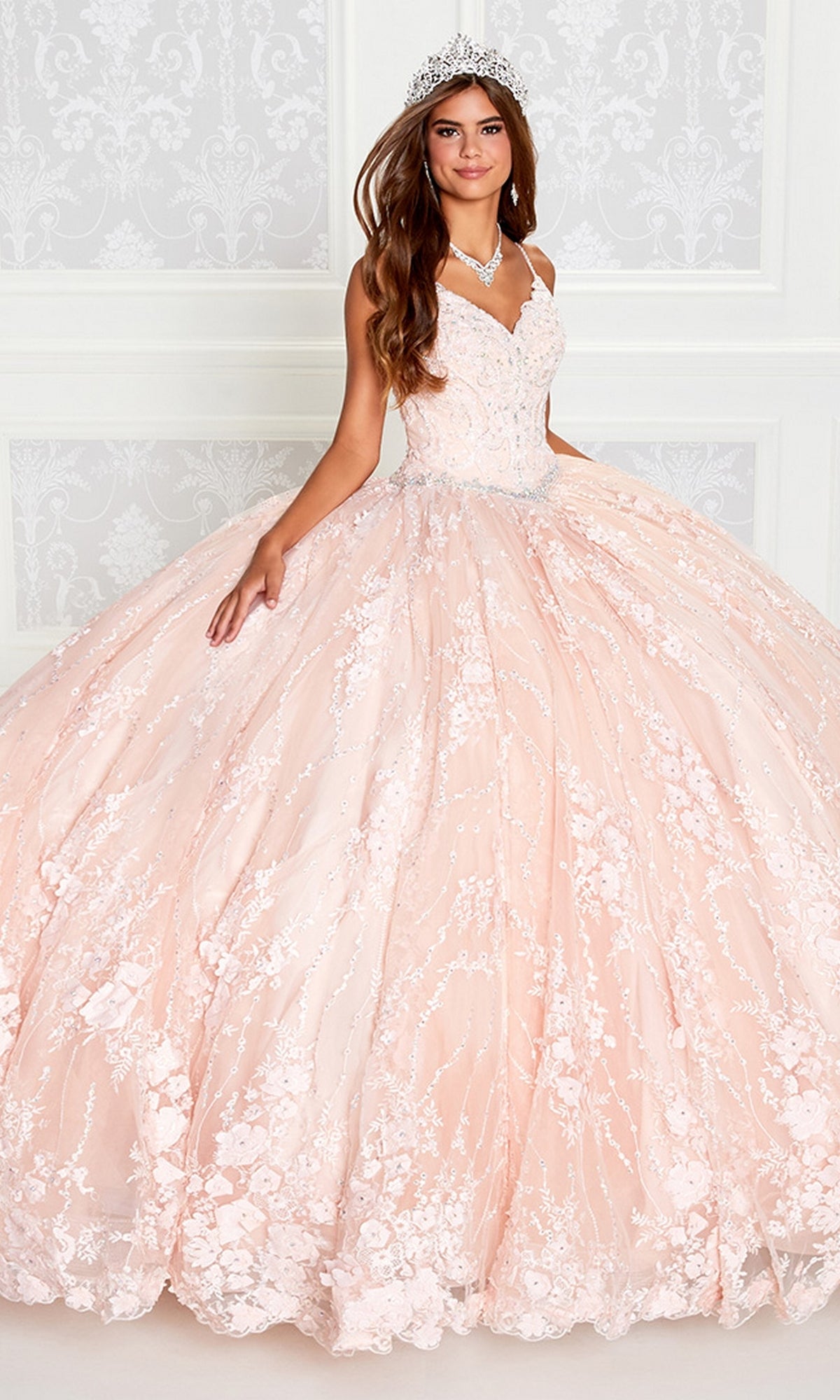 Princesa by Ariana Vara Lace Quince Dress PR12268 Blush / 00