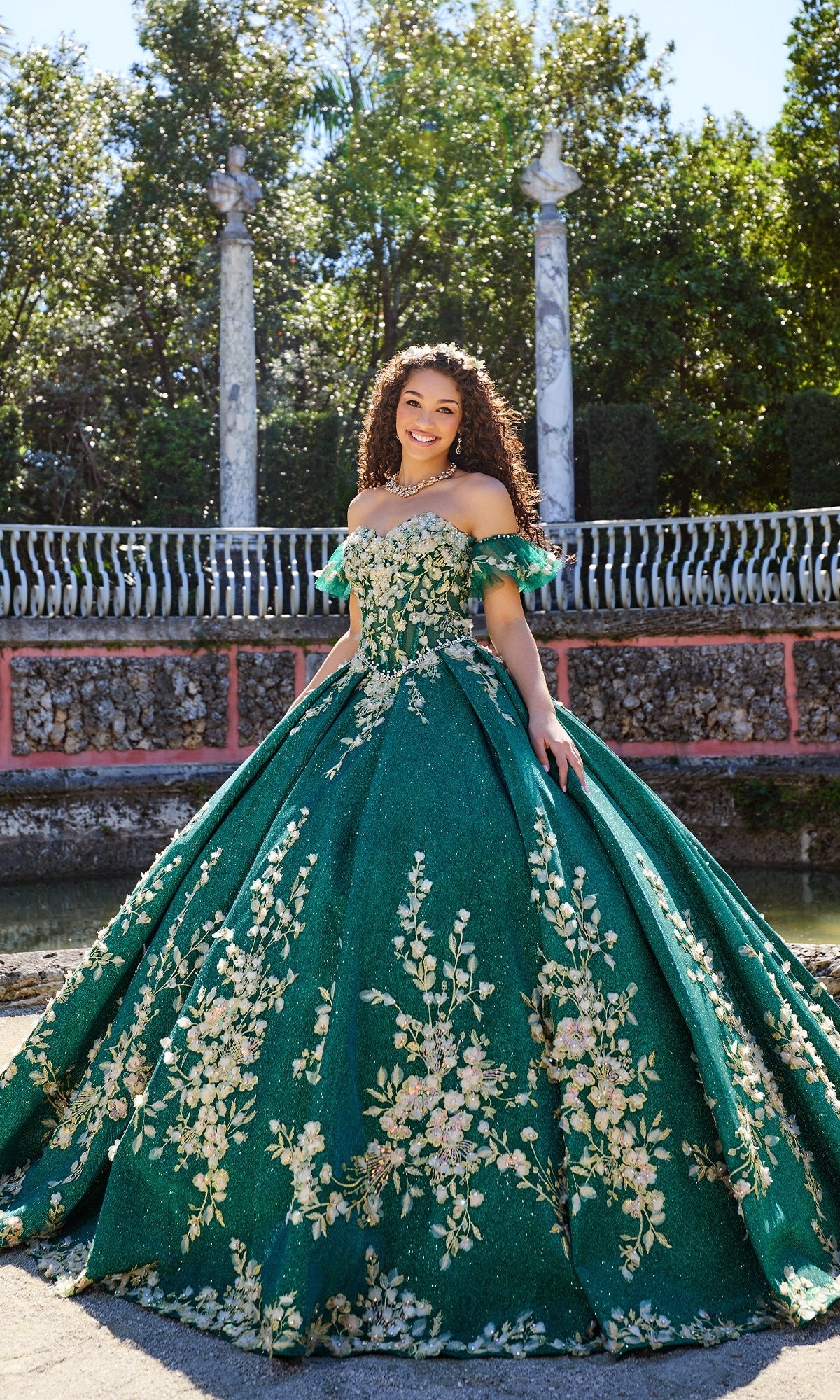 emerald green with gold quince dress Quinceanera PR30134 By Princesa Emerald/Gold / 00 shoes for mens Sheath Wedding Dresses | Organza Fabric Color Size:MOM-2X