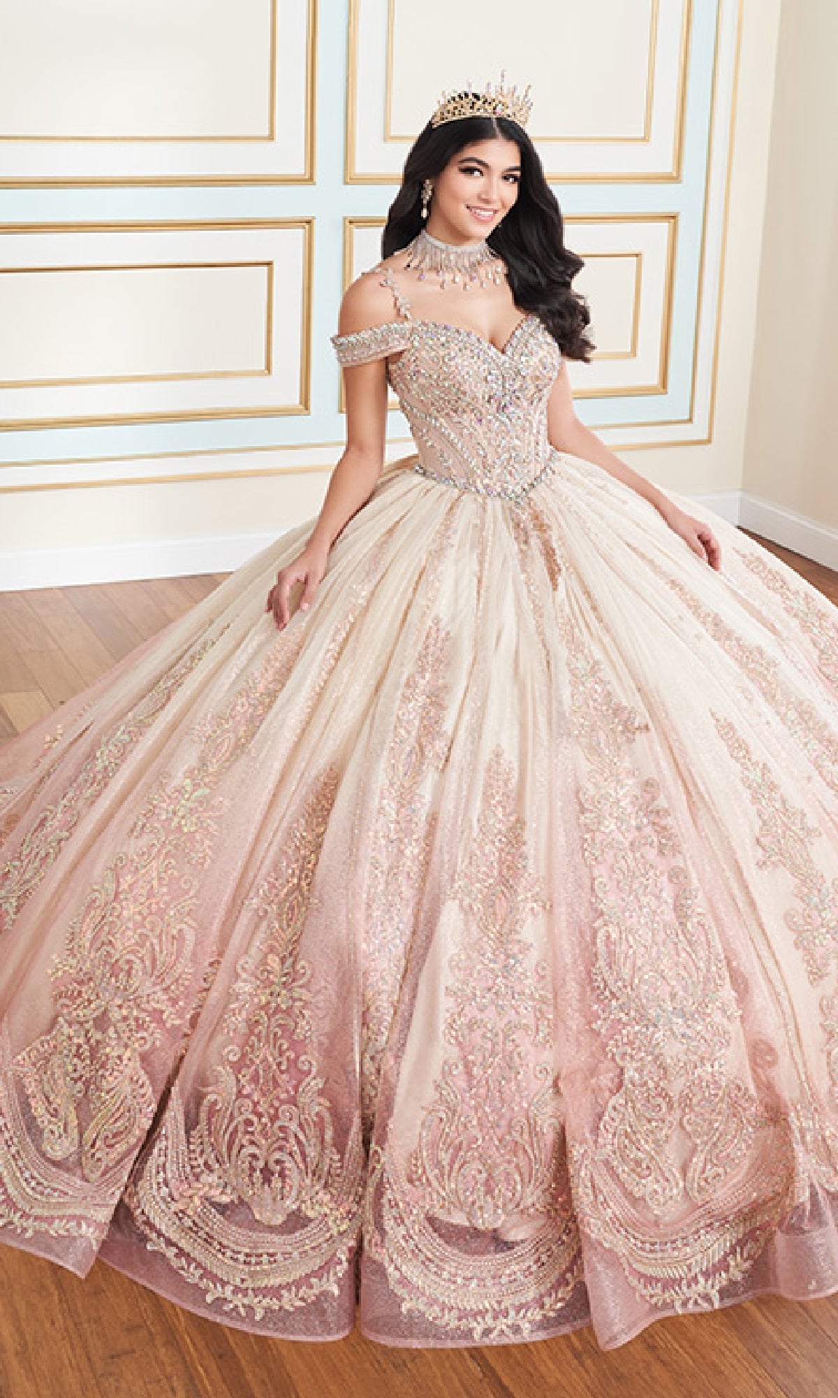 Quinceanera Dress PR30173 By Princesa Champagne/Rose Gold / 00