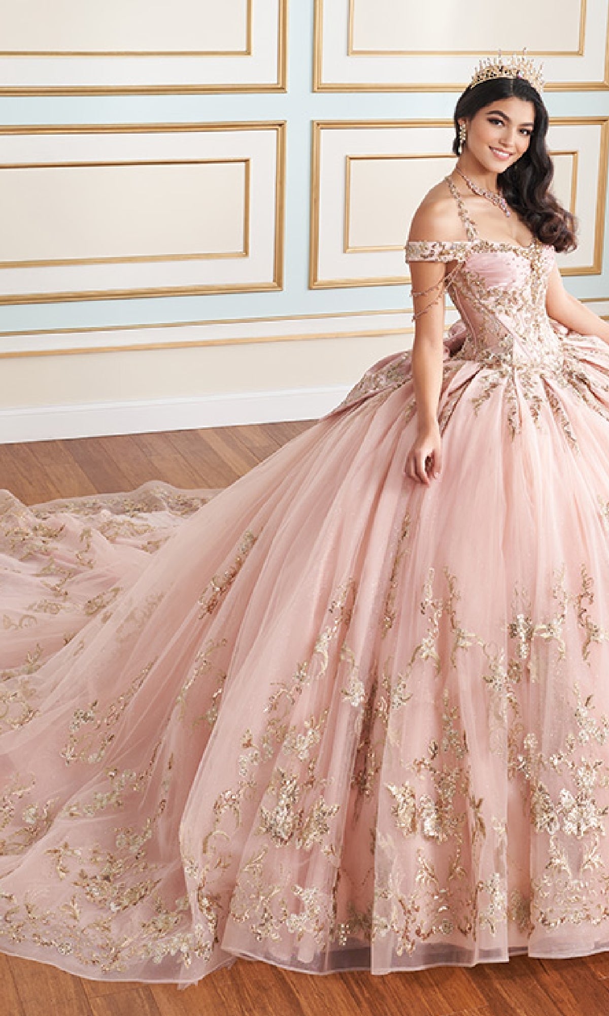 pink with gold quince dress Quinceanera PR30176 By Princesa Rose Quartz/Gold / 00 Designer Women's Fashion aqua blue graduation dresses making it suitable for Colour:COFFEE