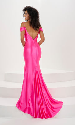 Cold-Shoulder Long Sweetheart Prom Dress 14156 Hot Pink / 0 Cold-Shoulder Long Sweetheart Prom Dress 14156 Hot Pink / 0