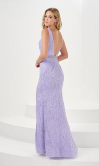 Sleeveless Long Glitter-Print Prom Dress 14167