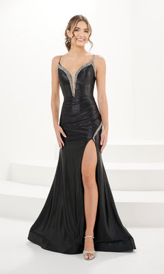 Bead-Trimmed Long Mermaid Prom Dress 14173 Black / 0