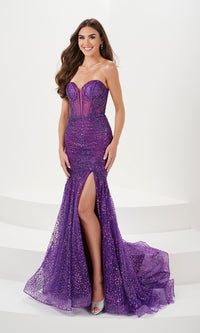 Strapless Sweetheart Long Sequin Prom Dress 14174