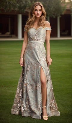 helsa halter dress Strapless Plunging Neck Silver Sequin Rhinestone Mermaid Prom Dress main image 1