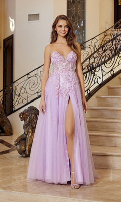 chinese dress ladies Elegant High Neck Long Prom Dress with 3D Flower – HAREM's Brides main image 0