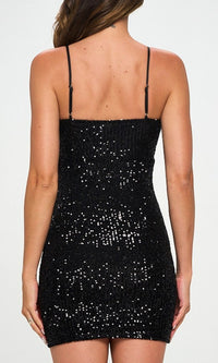 Short Black Sequin V-Neck Homecoming Dress QD5734H