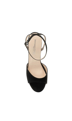 Quinn Black Prom Shoes: Touch Ups 4701, shown from above as black high-heeled shoes with an ankle strap and an open toe.