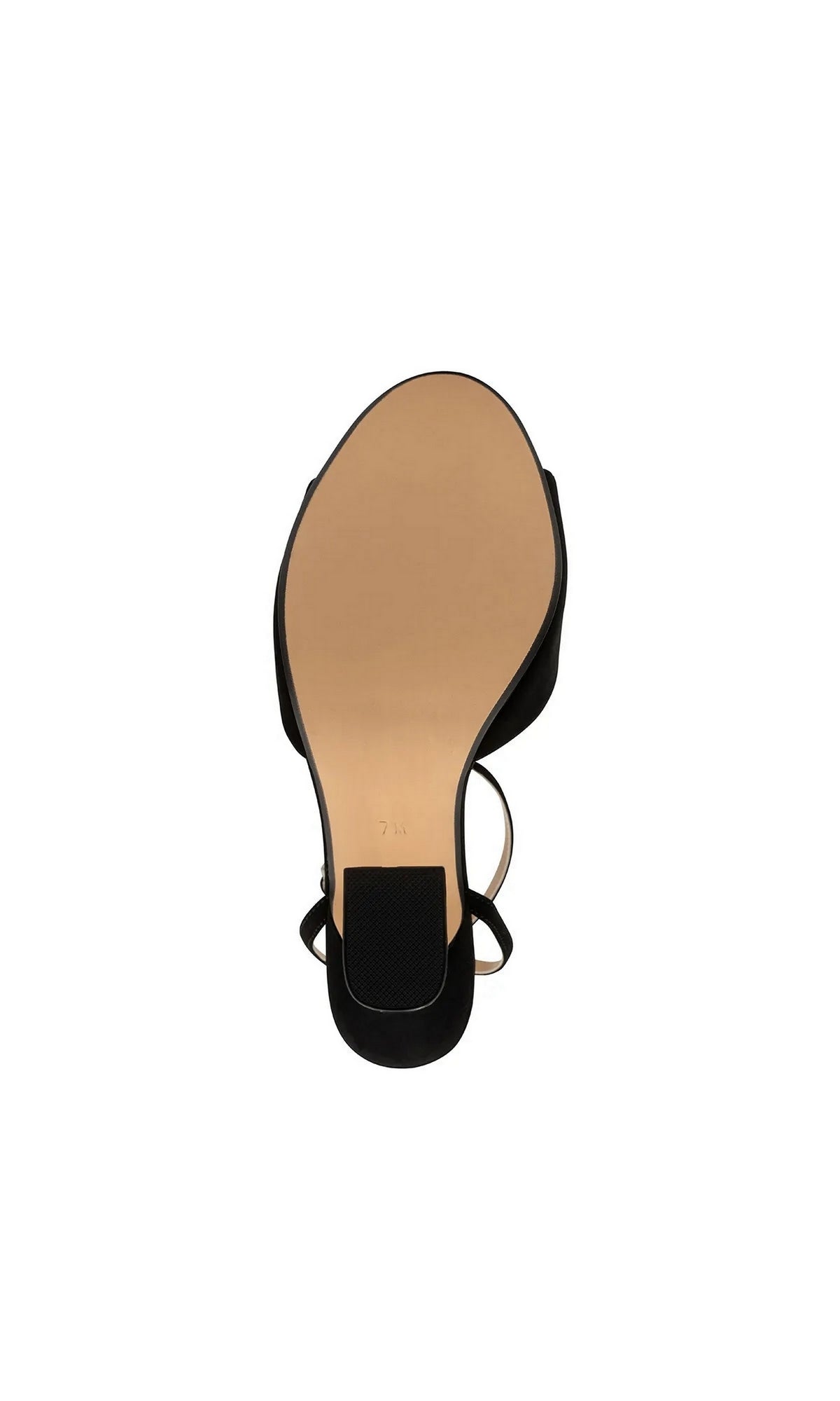 Bottom view of Quinn Black Prom Shoes: Touch Ups 4701, featuring black high heels with thin straps.