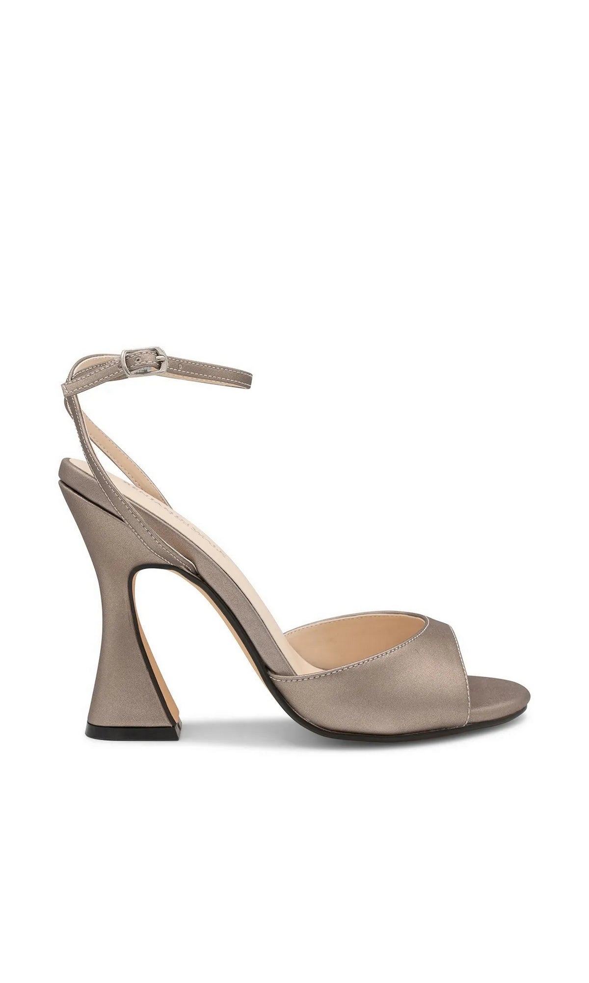 Quinn Champagne Prom Shoes: Touch Ups 4699, a champagne-colored open-toe style with a sculpted flared block heel and an ankle strap.
